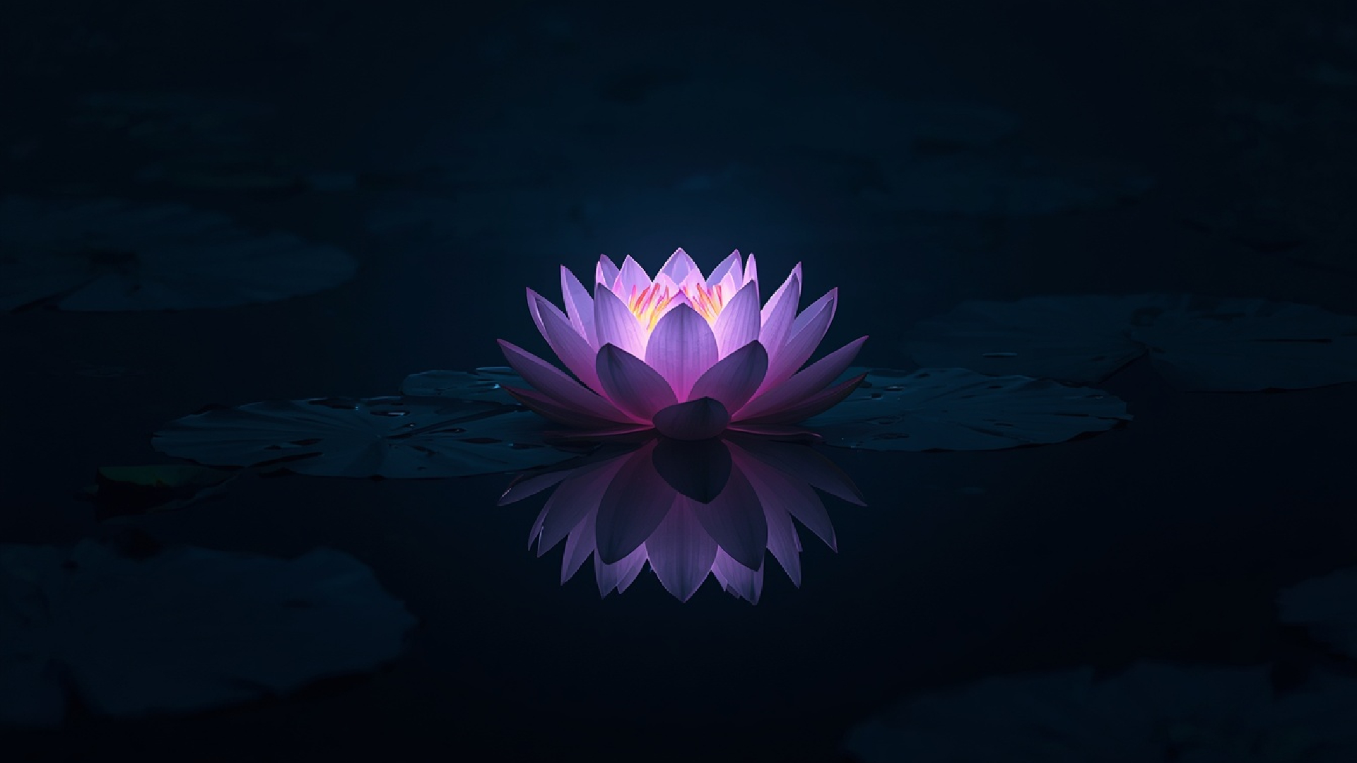 Lotus light source with lake reflection desktop